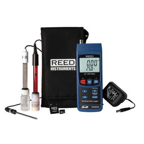 pH ORP Meter Kit w/ Electrodes, Temperature Probe, SD Card and Power Adapter
