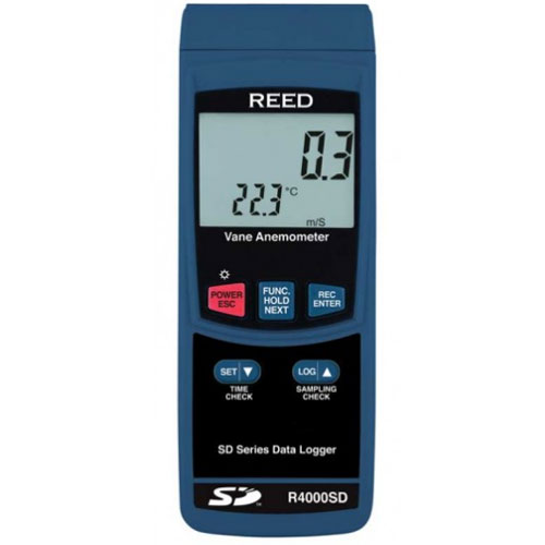 pistol side Soap Reed Instruments R4000SD Data Logging Vane Thermo-Anemometer with Built-in  SD Card for Recording Readings and Data Analysis